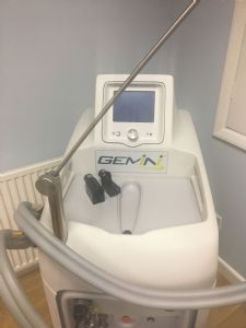Gemini Laser 1064 Nd:YAG and 532 KTP.